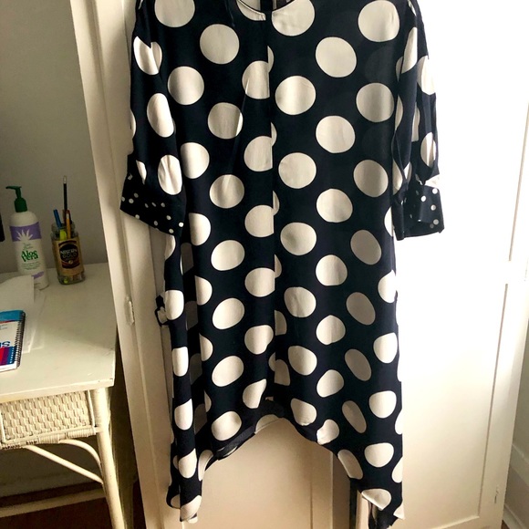 Polka dot Asymmetric Dress with pockets! - Picture 1 of 5